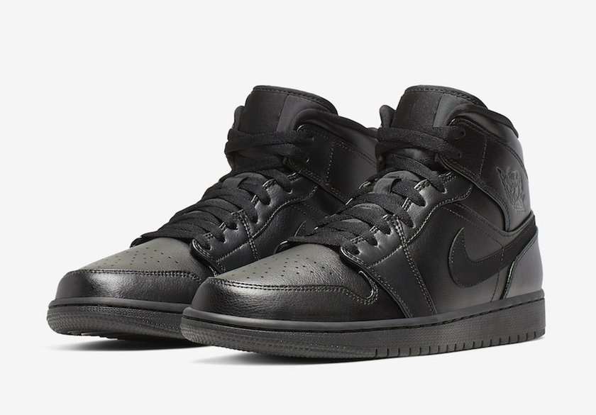 Air Jordan 1 Mid Triple Black 554724-090?????:registered:?????